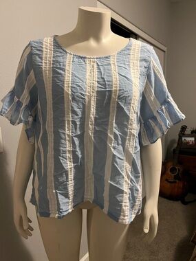 Blue/white XL blouse 100% cotton
